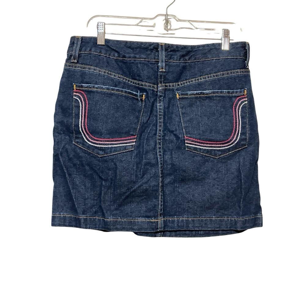VTG 90s TOMMY HILFIGER Women's Blue Denim Jean Skirt SZ 8 Designed pockets